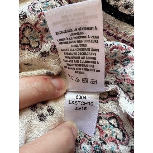 Aeropostale Cream Semi-Sheer Printed Boho Festival Loose Casual Top Size L - Picture 10 of 11